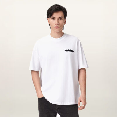 AllSaints Redact Oversized Embroidered Logo T-Shirt