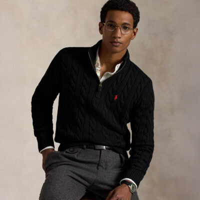Ralph Lauren Cable-Knit Cotton Quarter-Zip Sweater