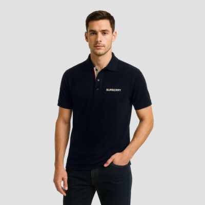 Burberry Hartford Logo Embroidered Polo Shirt In Black