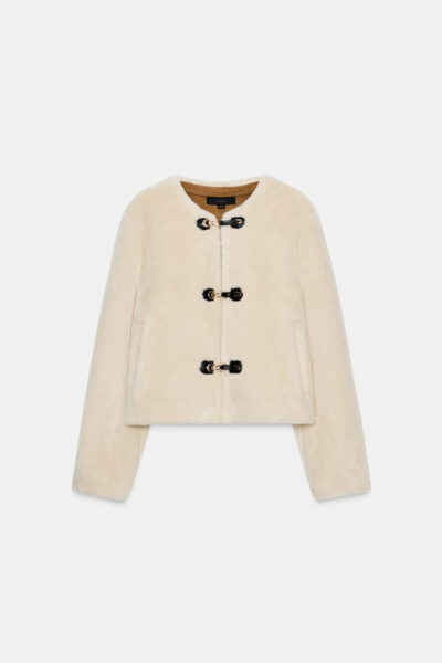 Zara FAUX FUR JACKET WITH FIREMAN CLASP