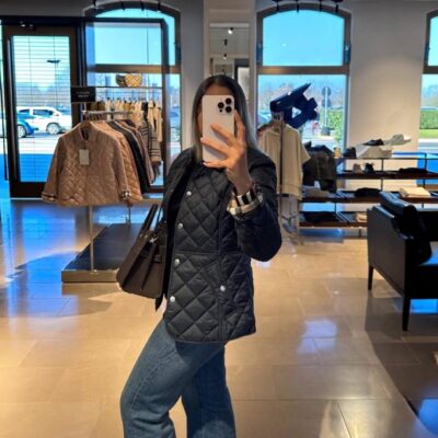 Burberry Corduroy Collar Diamond Quilted Jacket