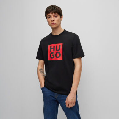 HUGO Cotton jersey t-shirt with logo label