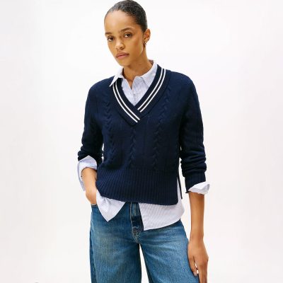 Tommy hilfiger Cable Knit V-Neck Sweater