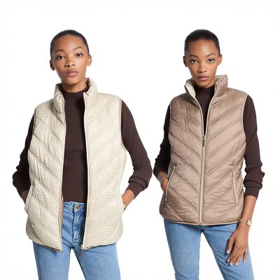 MICHAEL KORS Chevron Quilted Logo Print and Nylon Packable Vest
