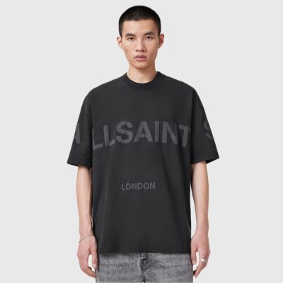AllSaints BIGGY CREW Print T-shirt jet black