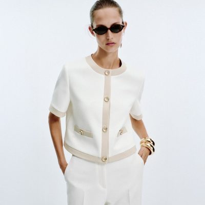Zara CONTRAST SHORT SLEEVE BLAZER