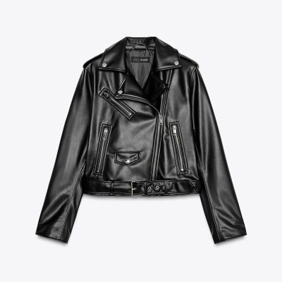 Zara FAUX LEATHER BIKER JACKET