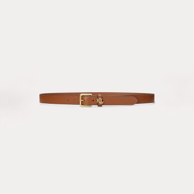 Ralph Lauren LOGO-KEEPER LEATHER SKINNY BELT