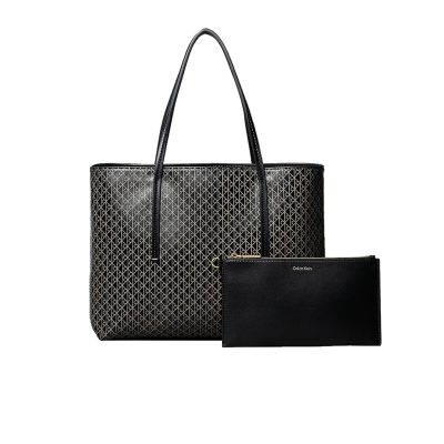 Calvin Klein Small Tote Bag with Black Coated Emblem