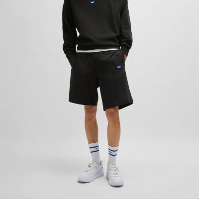HUGO - Cotton-terry shorts with logo patch
