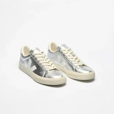 Veja CAMPO LEATHER SILVER WHITE