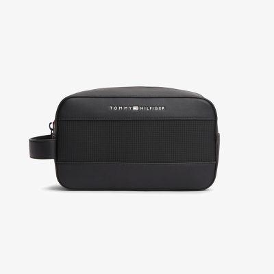 Tommy Hilfiger METAL LOGO MIXED TEXTURE WASHBAG