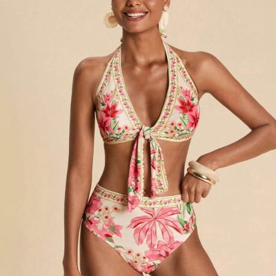 Shein Travachic Women's Floral Print Summer Bikini Set