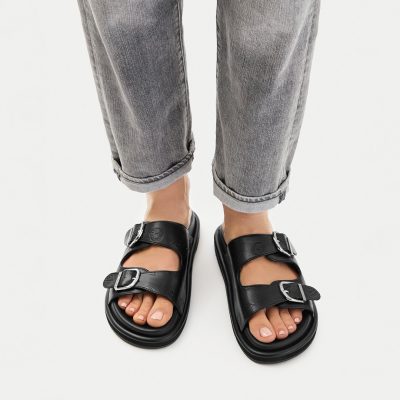 GUESS Logo Double-Buckle Slide Sandals