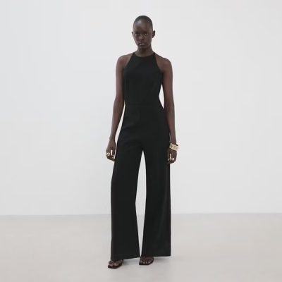 Mango Halter jumpsuit with open back