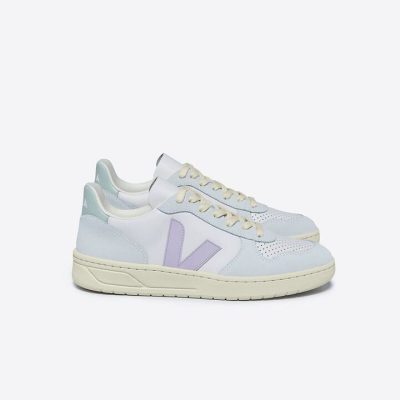 VEJA V-10 LEATHER GRAVEL PARME MENTHOL SNEAKERS