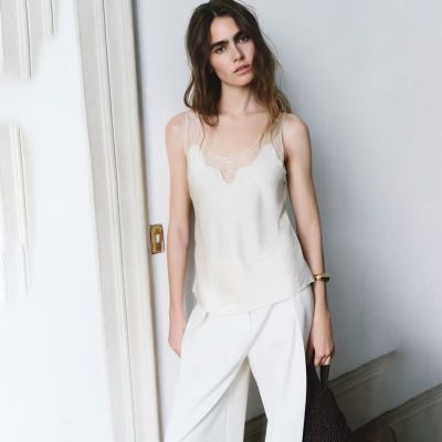 Mango Satin lace top