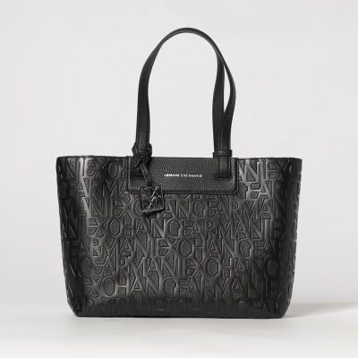 ARMANI EXCHANGE with an embossed pattern and a metallic charm Tote bag