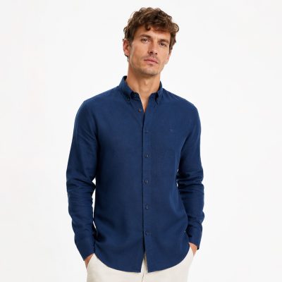 Hackett Button-Down Brushed Point Collar linen shirt