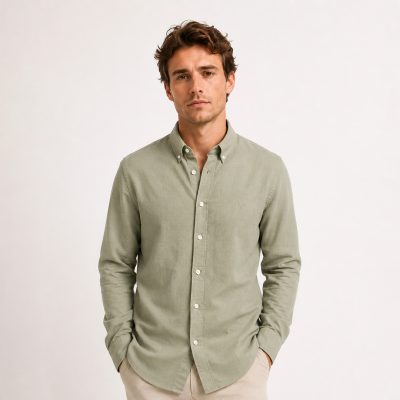Hackett Button-Down Brushed Point Collar linen shirt
