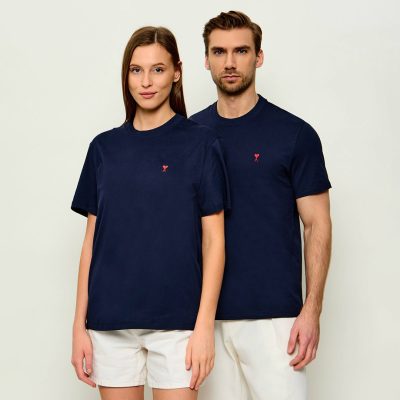Ami paris NAVY COTTON AMI DE COEUR T-SHIRT
