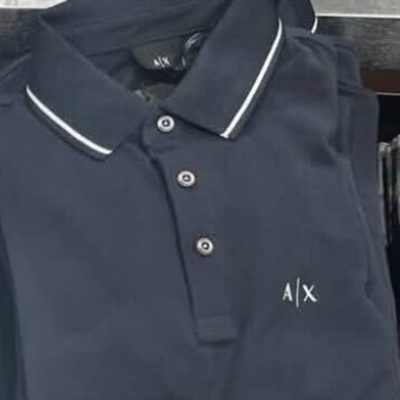 Armani exchange men's polo with stripe on collar