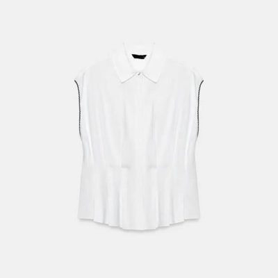 Zara LINEN BLEND DARTED TOP