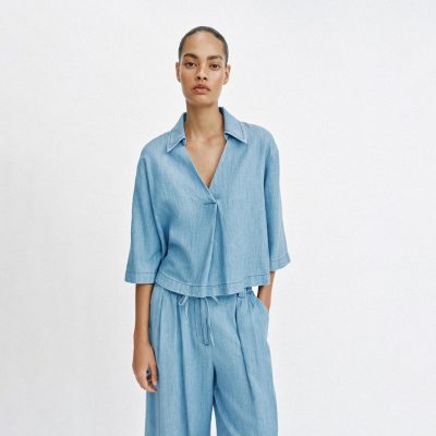 Zara FLUID BLOUSE WITH V-NECK