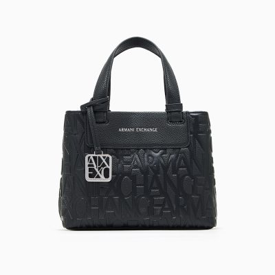 Armani Exchange bag in grained synthetic leather with embossed logo