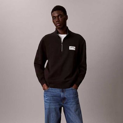 Calvin klein Quarter-zip fleece cotton sweatshirt