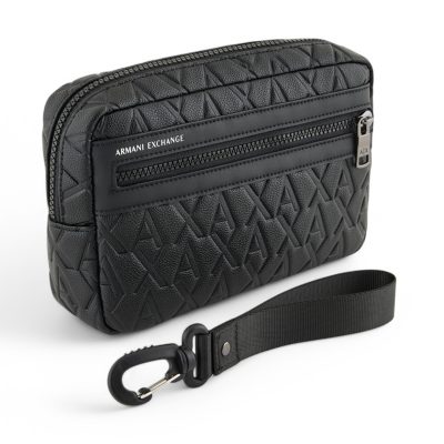 Armani Exchange Wash bag with allover embossed logo