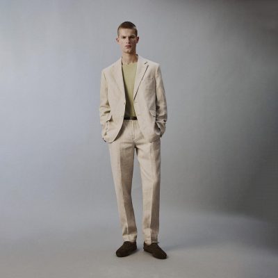 Zara 100% LINEN SUIT TROUSERS
