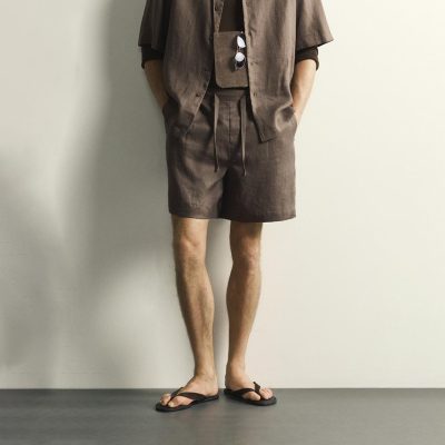 Zara BERMUDA RELAXED FIT 100% LINO Shorts