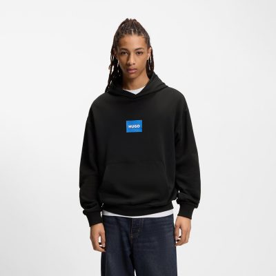 Hugo Cotton terry with blue logo label hoodie