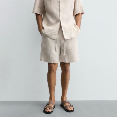 Zara BERMUDA RELAXED FIT 100% LINO Shorts