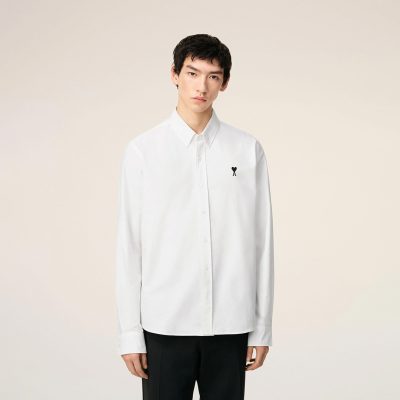 AMI Paris logo-embroidered poplin shirt