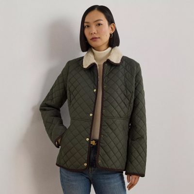 Ralph Lauren Women's Faux-Sherpa-Collar Quilted Coat