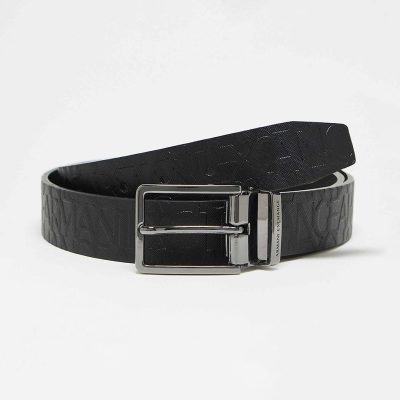 Armani exchange textured pattern and polished metal buckle Belt