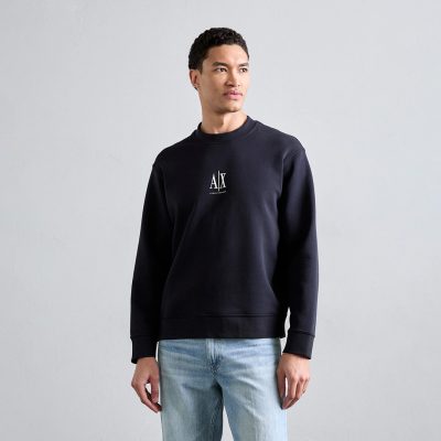 Armani exchange Crew neck sweatshirt in stretch cotton with logo Icon