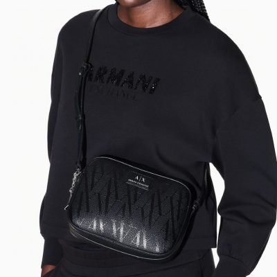 ARMANI EXCHANGE  grained synthetic leather with printed monogram bag