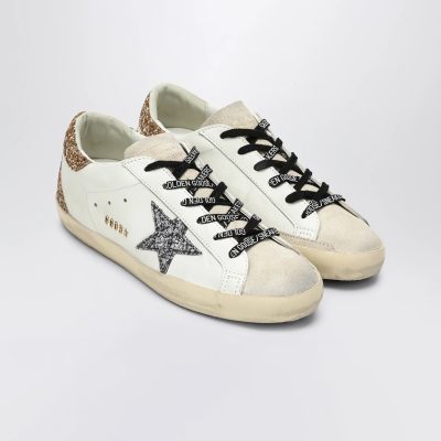 Golden Goose White silver gold Super-Star glittered sneaker