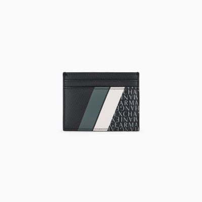 Armani Exchange Card holder with monogram and stripes