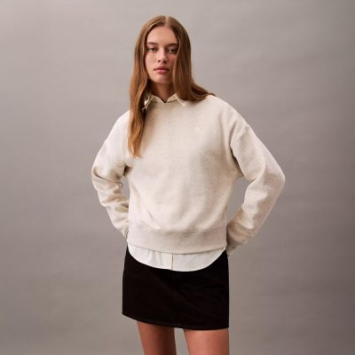 Calvin klein-Monogram Fleece Cropped Sweatshirt