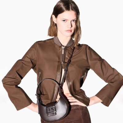 Armani exchange Crescent shoulder bag with a front flap and logo buckle