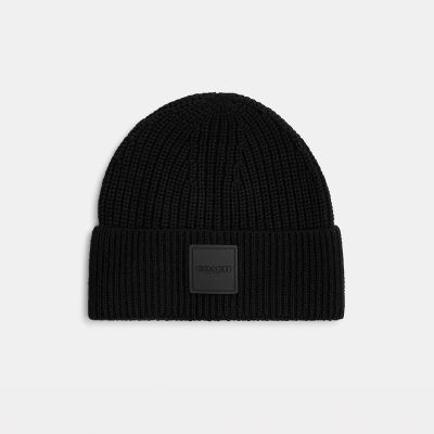 Coach Knit Beanie With Rubber Patch